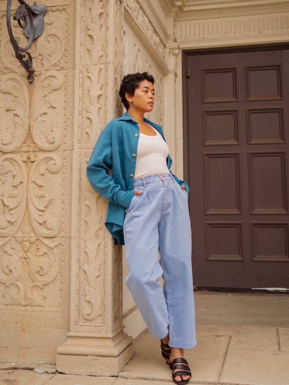 Big Bud Press Trousers | Light Wash Denim High Rise Pants